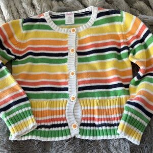 Gymboree Daisy Days Striped Cardigan Sweater Girls 6 Yellow Orange Green White